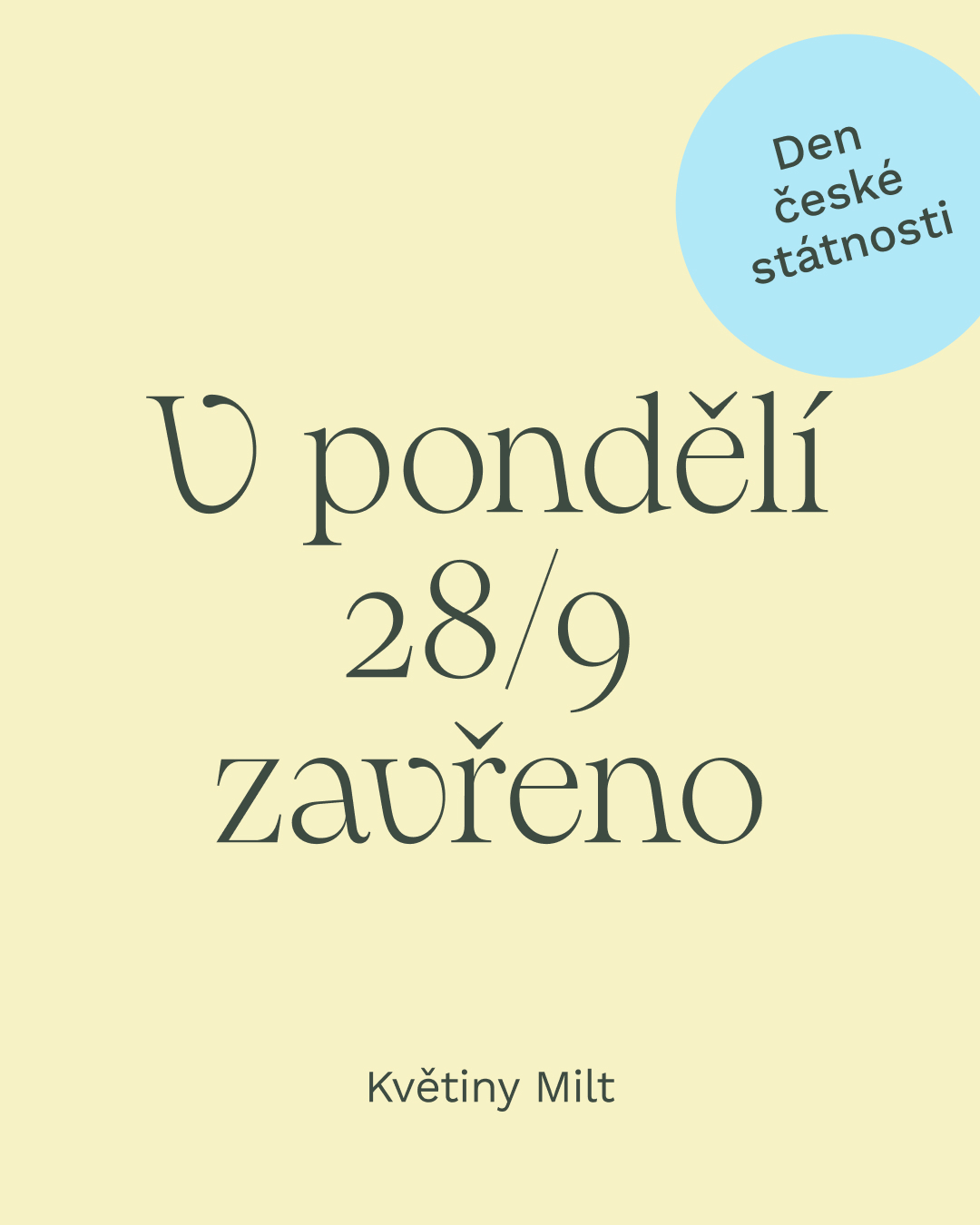 V pondělí 28. září 2026 zavřeno