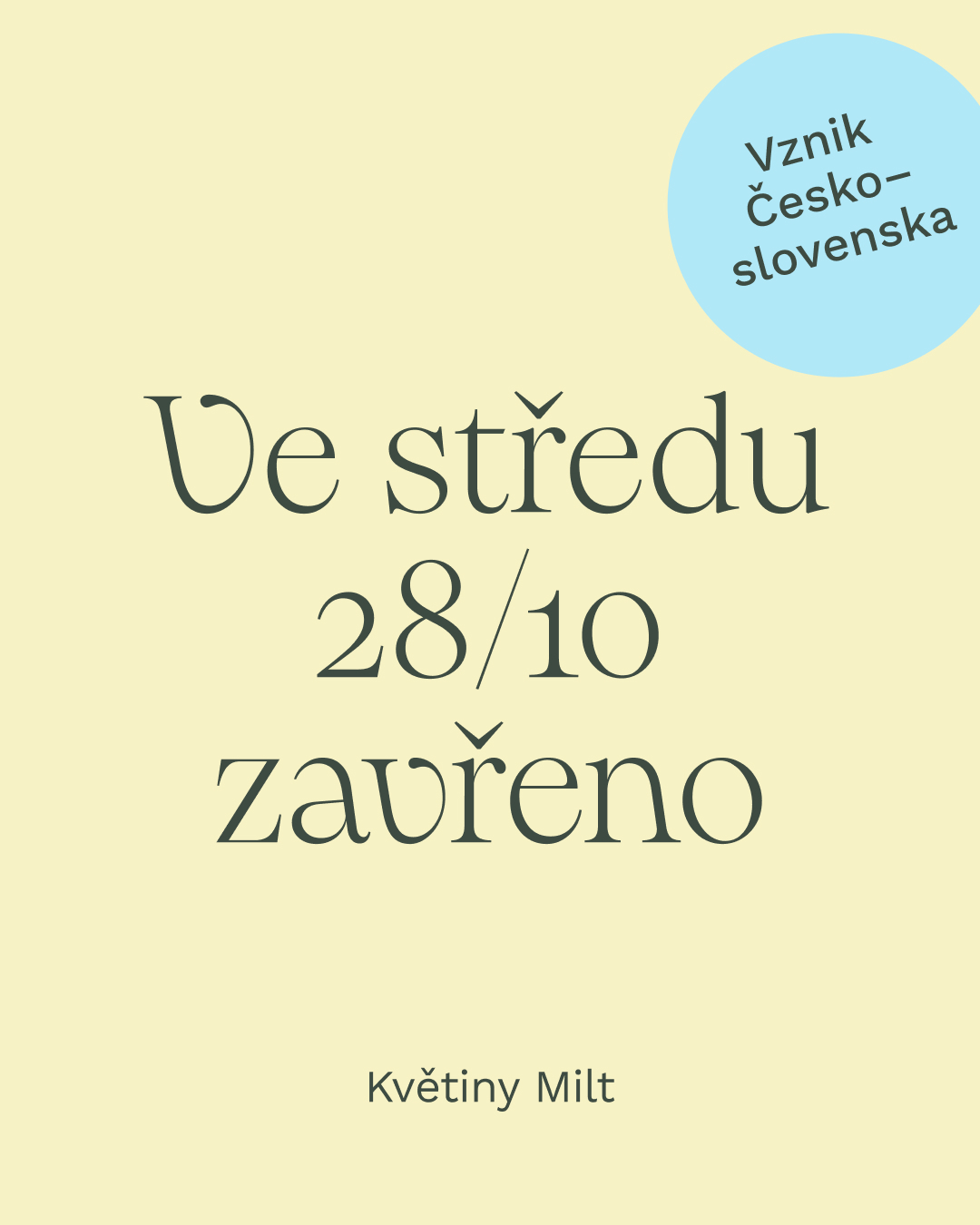 Ve středu 28. října 2026 zavřeno